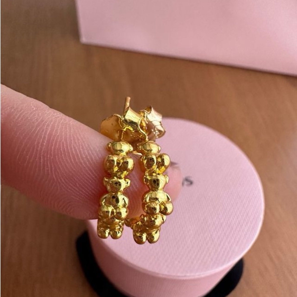 Earrings gold vermeil 925 bear bold